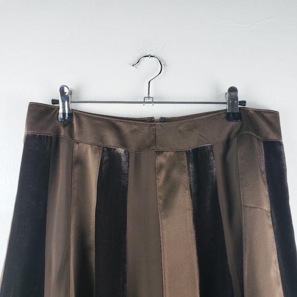 KAY UNGER New York Striped Mid-length Silk Skirt - Picture 2 of 7